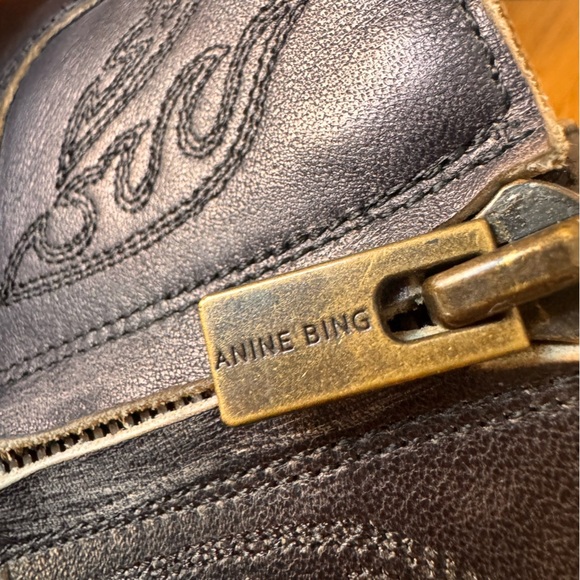 Anine Bing Axel Pointed Toe Distressed Leather Ankle Booties Size 7.5 - Picture 4 of 14